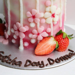 Strawberry Blossoms Drip Cake
